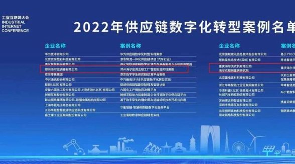 第一且唯一！海爾智家入選“2022年供應鏈數字化轉型案例”