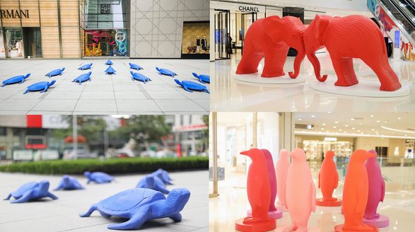 意大利環(huán)保組織Cracking Art公共藝術(shù)展覽落地大連時(shí)代廣場(chǎng)